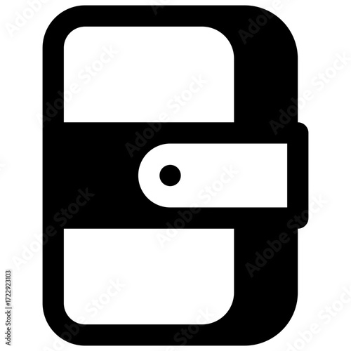 Wallet. Outlined stroke vector icon with black-filled details.