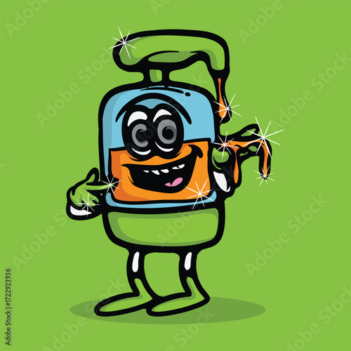 Hand sanitizer character Cartoon Vector Illustration