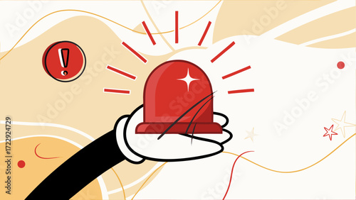 emergency declaration illustration, poster of warning about danger, website banner design to announce a danger signal