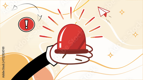 emergency declaration illustration, poster of warning about danger, website banner design to announce a danger signal