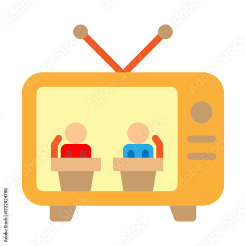 TV Debate Vector Flat Icon Design