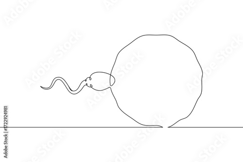 Continuous one line drawing Sperm and female egg. Conception. .Line art.One continuous line isolated illustration.Not AI.