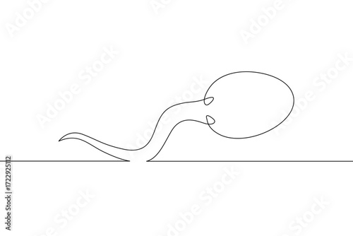 Continuous one line drawing spermatozoon .Line art.One continuous line isolated illustration.Not AI.