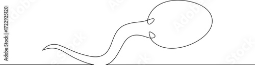Continuous one line drawing spermatozoon .Line art.One continuous line isolated illustration.Not AI.