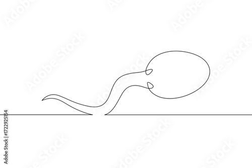 Continuous one line drawing spermatozoon .Line art.One continuous line isolated illustration.Not AI.