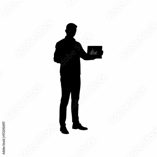 Counselor silhouette showing cyber safety poster on white background silhouette