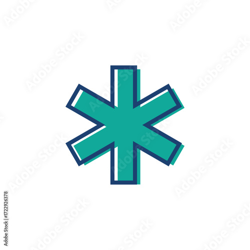 Teal Star of Life emblem with a dark blue outline, centered on a white background.