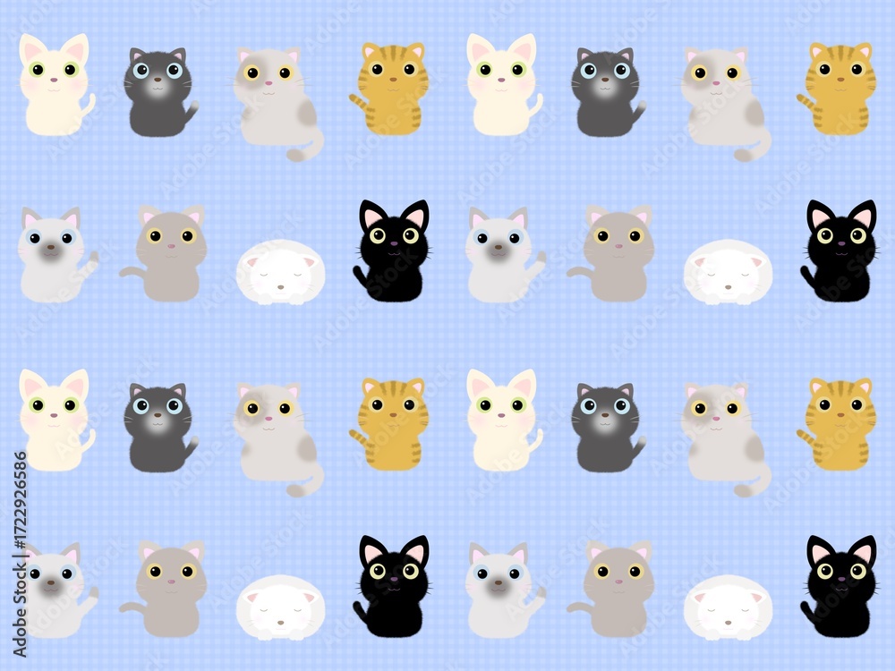 Obraz premium ネコのシームレスパターン A-8'