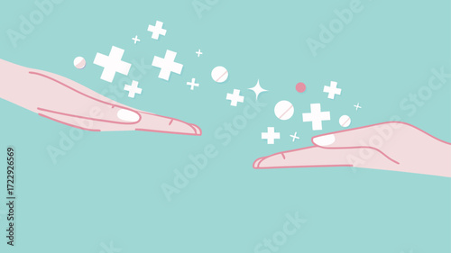 encouragement or making others happy, positive vibes concept, businessman's hand gives a positive health icon to his co-worker concept vector illustration