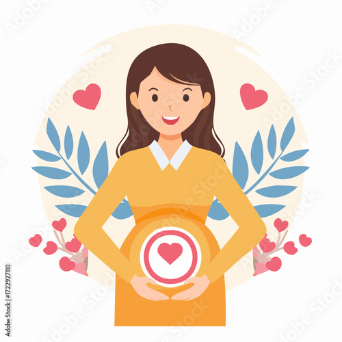妊婦と赤ちゃんを表現したベクターイラスト素材