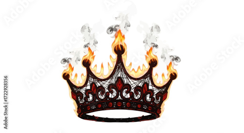 A Fiery Crown: Emblem of Power and Ambition engulfed in flames of uncertainty