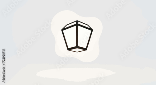 Abstract three dimensional geometric shape art installation suspended in soft illumination