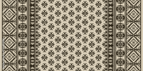 Traditional ethnic floral embroidery pattern with beige motifs on blue background, inspired by Indian saree textile design, perfect for clothing, carpet, fabric, decoration, and fashion artwork.