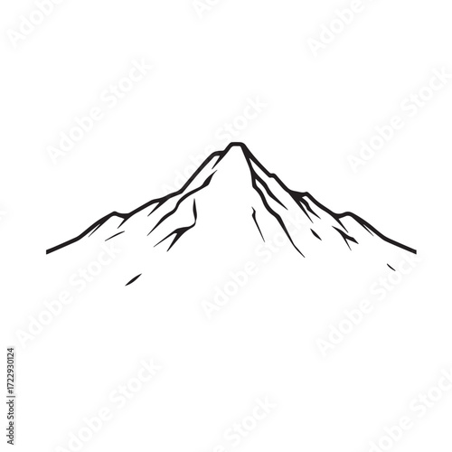 Black and White Mountain Illustration Image in Minimalist Line Art Style, Clean and Elegant Design