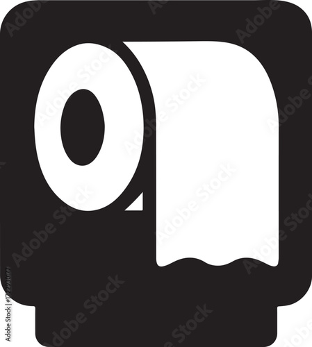 Silhouette roll inside dispenser box icon for tissue, hygiene, bathroom, and household use.