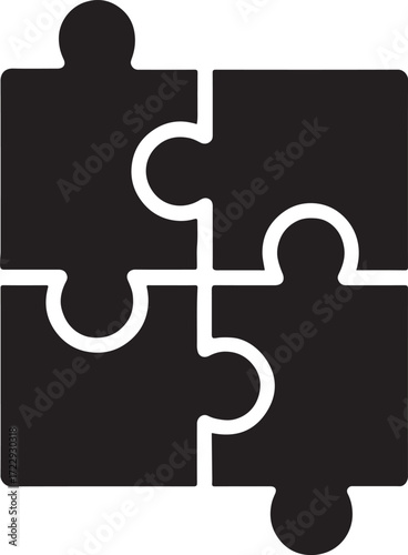 Silhouette puzzle pieces values glyph icon for teamwork, unity, collaboration, and goals.