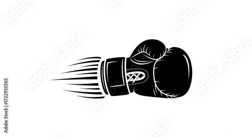 Dynamic boxing glove icon conveying speed and power, symbolizing athleticism and fighting spirit