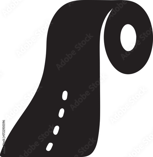 Silhouette roll with paper sheet icon for tissue, hygiene, bathroom, and household use.