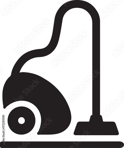Silhouette vacuum cleaner on floor icon for cleaning, hygiene, housework, and home maintenance.