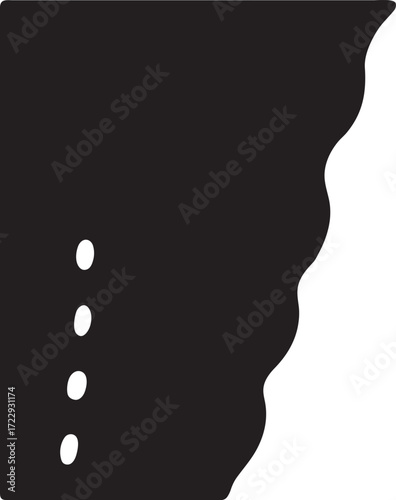 Silhouette torn toilet paper edge icon for hygiene, restroom, tissue, bathroom, and cleaning use.