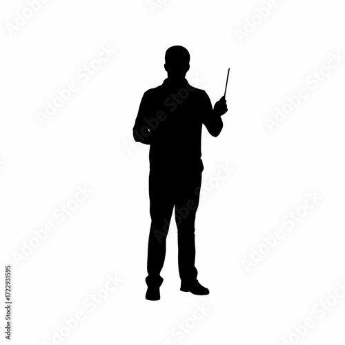 Counselor teaching goal setting class silhouette white background