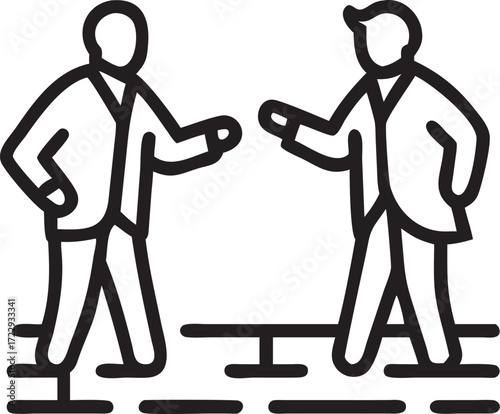 Businessmen meeting icon vector illustration of two people talking