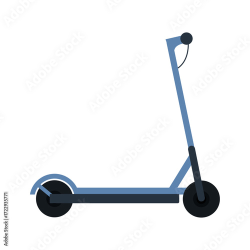 Electric Scooter Side View Isolated on White Background. Vector Flat illustration.
