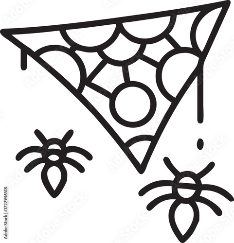 Spider web and spiders line art icon for Halloween celebration