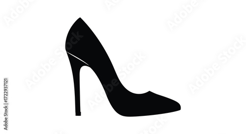 Elegant high heel footwear design isolated on a white background silhouette