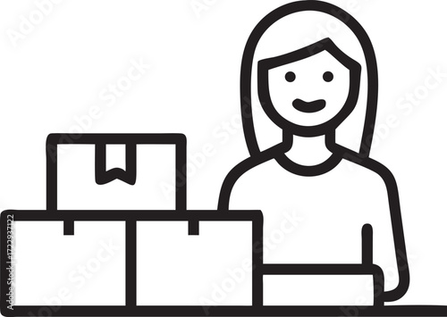 Woman with Packages Icon Delivery Shipping and Logistics Solutions Concept