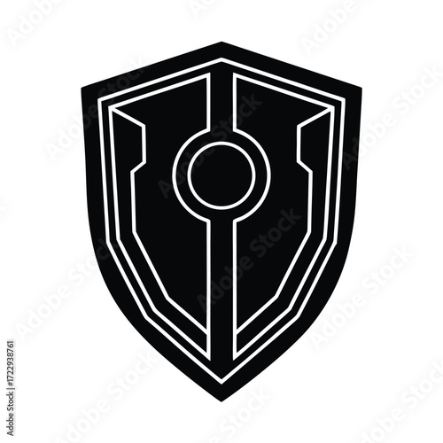Metallic Sci Fi Shield With Neon Glow