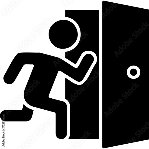 Solid Glyph Emergency Exit Icon