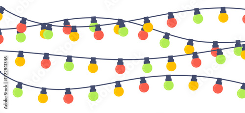 Colorful festive string lights garlands – vector illustration