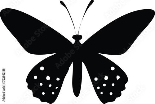 Elegant butterfly silhouette, a symbol of transformation and natural beauty, perfect for designs needing a touch of grace and delicate power