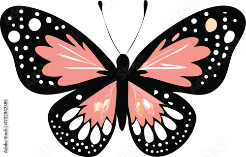 Elegant butterfly illustration with delicate pink and peach wings, perfect for spring-themed designs, nature projects, and vibrant creative endeavors
