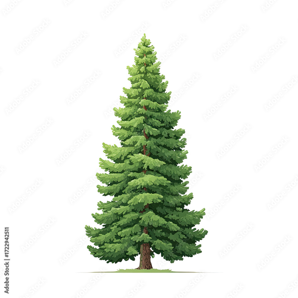 Obraz premium Detailed Vector Icon of a Vibrant Green Pine Tree