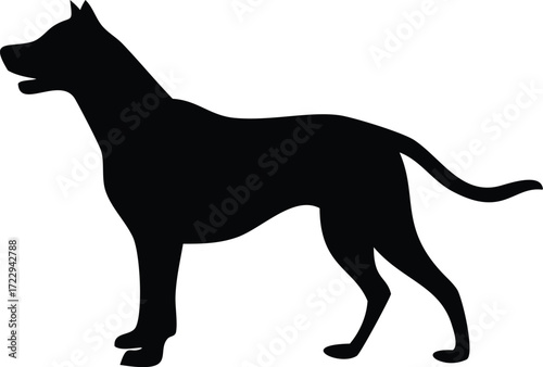 Striking silhouette of a powerful dog breed, perfect for logos, branding, or designs needing a strong, loyal animal symbol in bold black