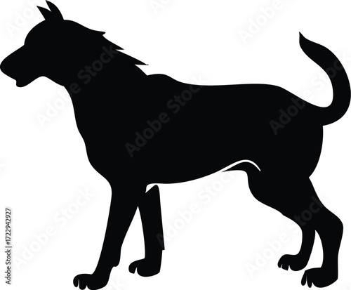Elegant black silhouette of a dog, perfect for logos, branding, and creative designs. Clean, modern, and versatile animal illustration for visual storytelling.