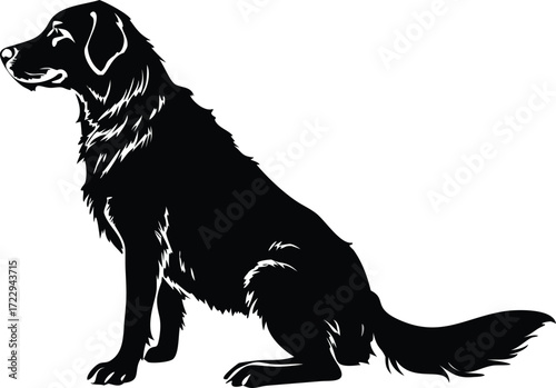 Elegant black labrador retriever graphic, a classic pet silhouette ideal for logos, branding, and designs requiring a touch of canine charm and loyalty
