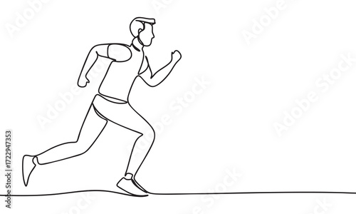 Runner in motion Line art illustration of a person running