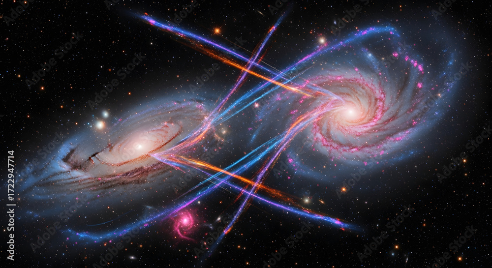 Naklejka premium Arp 273 is a pair of interacting galaxies located in the constellation