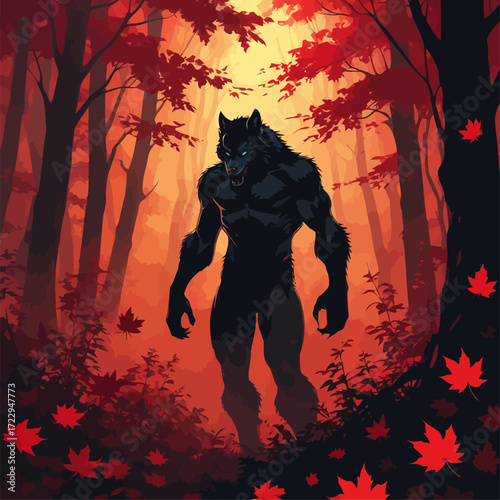 werewolf silhouette vector illustration