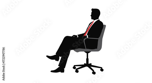 A man in a suit sitting in an office chair silhouette