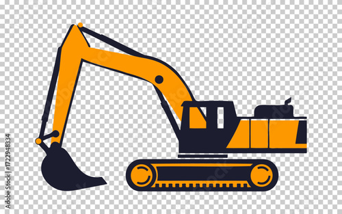 Excavator working on a construction site during bright daylight in an urban setting