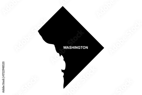 Washington DC silhouette map graphic with clean transparent background for design use