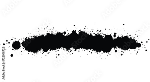 Abstract ink blot with splatters and irregular shapes a dark silhouette