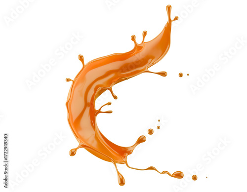 caramel splash isolated on a white background. 3d render