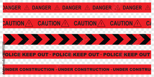 Caution tape set of yellow warning ribbons. Warning zone, danger tapes. Security Caution Tape Set. epidemic isolation outbreak virus border international quarantine set tape Hazardous warning tape set