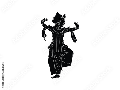 silhouette vector illustration of a Balinese dancer isolated with white background 