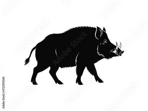 silhouette vector illustration of a wild boar with tusks
